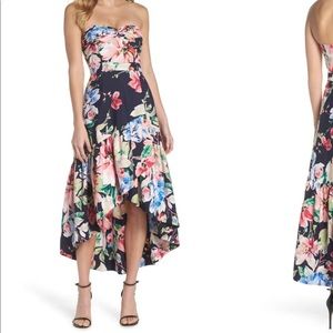 Eliza J Blue strapless high/low dress